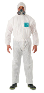 Ansell White Coveralls Hooded Microgard 1800