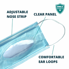 Load image into Gallery viewer, Smile Shield Type IIR Face Masks With Clear Panel (Box of 50 Masks)
