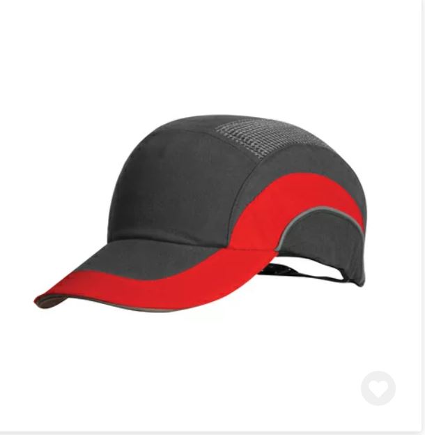 JSP Hardcap A1+ Bump Cap - 7cm Peak - Grey/Red