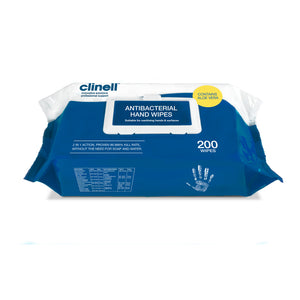 Clinell Antibacterial Hand Wipes - Pack of 200 Wipes