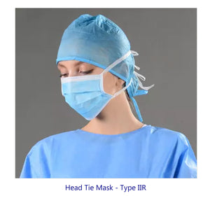 Surgical Face Mask Barrier Head Tie-on Type IIR - Pack of 50