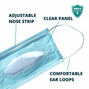 Smile Shield Type IIR Face Masks With Clear Panel (Box of 50 Masks)