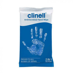 Clinell Antibacterial Hand Wipes (individually wrapped) - Box of 100 Wipes