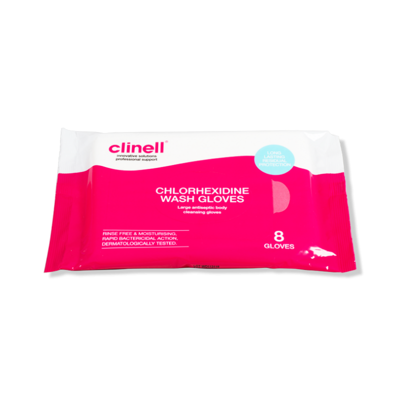 Clinell Chlorhexidine Wash Gloves Pack of 8 - Case of 24