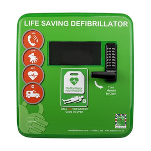 Polycarbonate Outdoor Defibrillator Cabinet with Code Lock, Heating System and LED Light Yellow