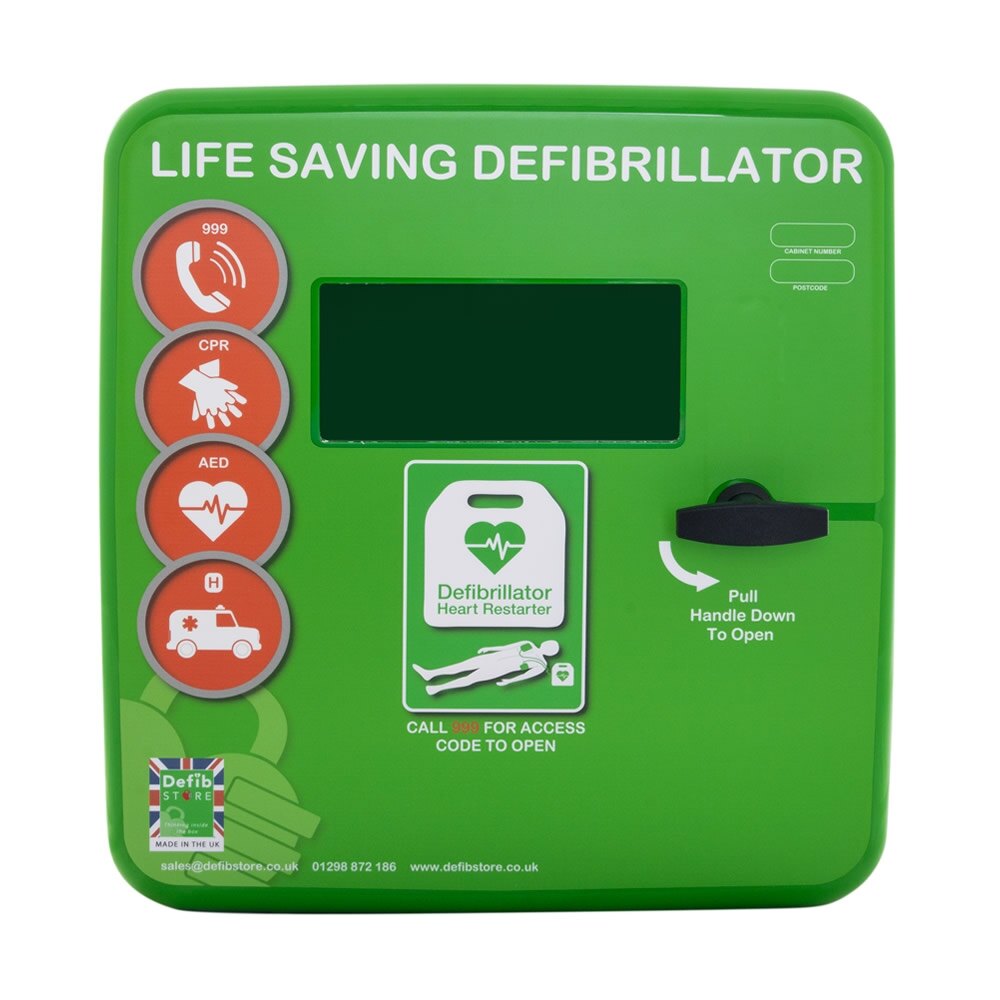 Polycarbonate Outdoor Defibrillator Cabinet with Heating System and Interior Light Green