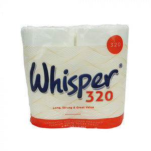 Whisper 2 Ply 320 Sheet Toilet Rolls
