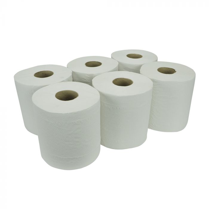 Essentials 2 Ply White Embossed Centrefeed Rolls 175mm x 120m