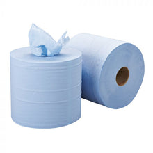Load image into Gallery viewer, Premium Blue 2 Ply Centrefeed Rolls 180mm x 150m
